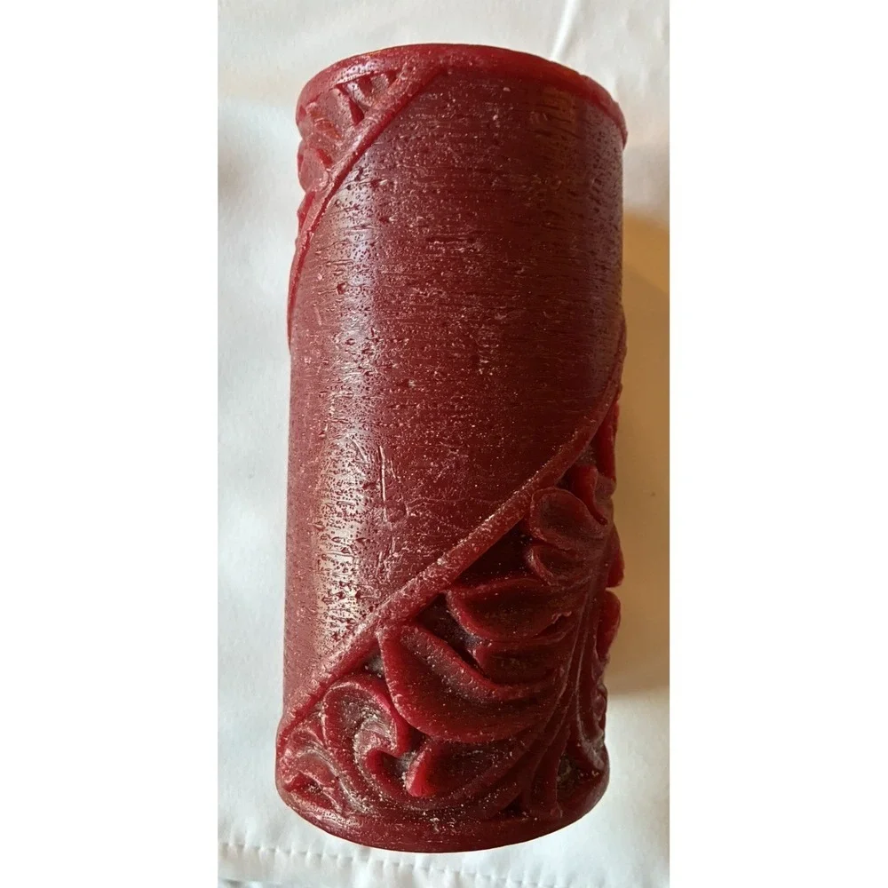 VTG pier 1 imports Plum Bordeaux Carved Pillar Candles Set of 5 Rare HTF